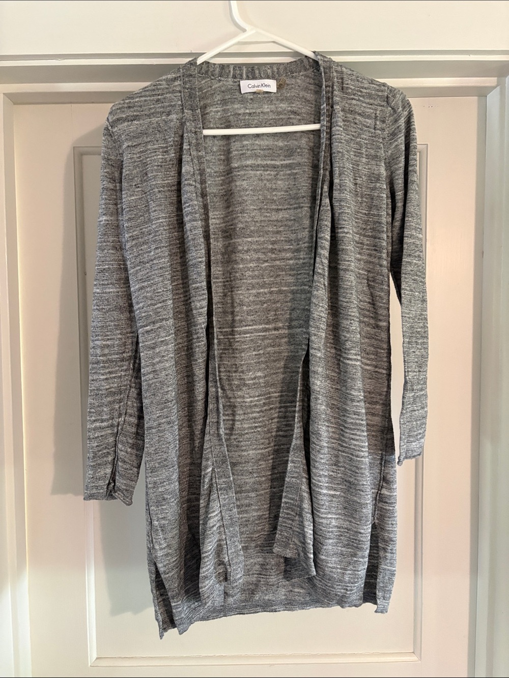 Calvin Klein Light Heather Gray Open-Front Cardigan